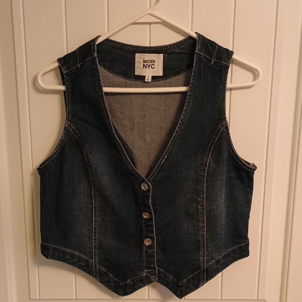 Madden NYC Women's Dark Denim Vest